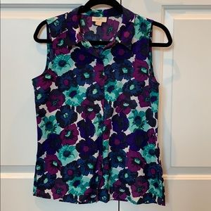 Loft Floral Print Sleeveless Blouse